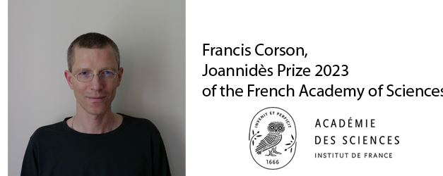 Francis Corson, laureate of the 2023 Joannidès Prize in the Biology topic of the French Academy of Sciences